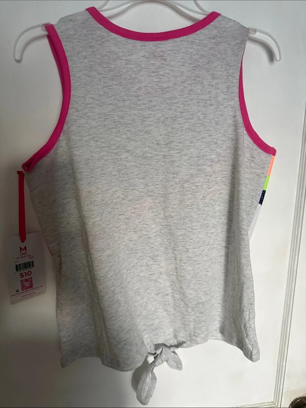 Justice Girls' Gray Tank Top with Neon Surf Graphic